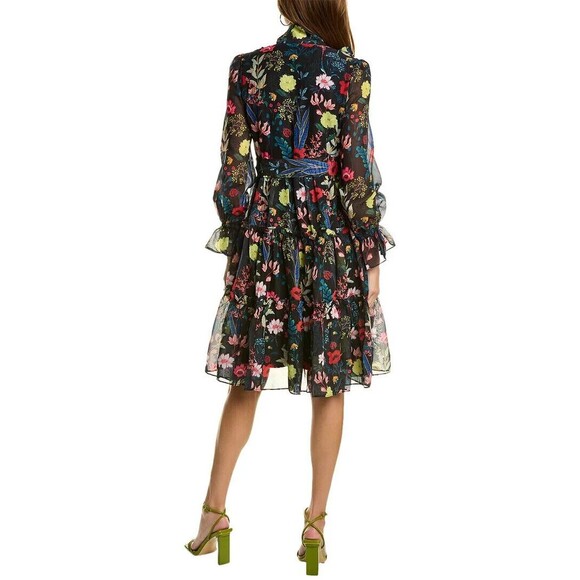 Gracia Womens Tiered Dress Floral Sheer Black Bloomcore Fairy Whimsy Small - Picture 7 of 16